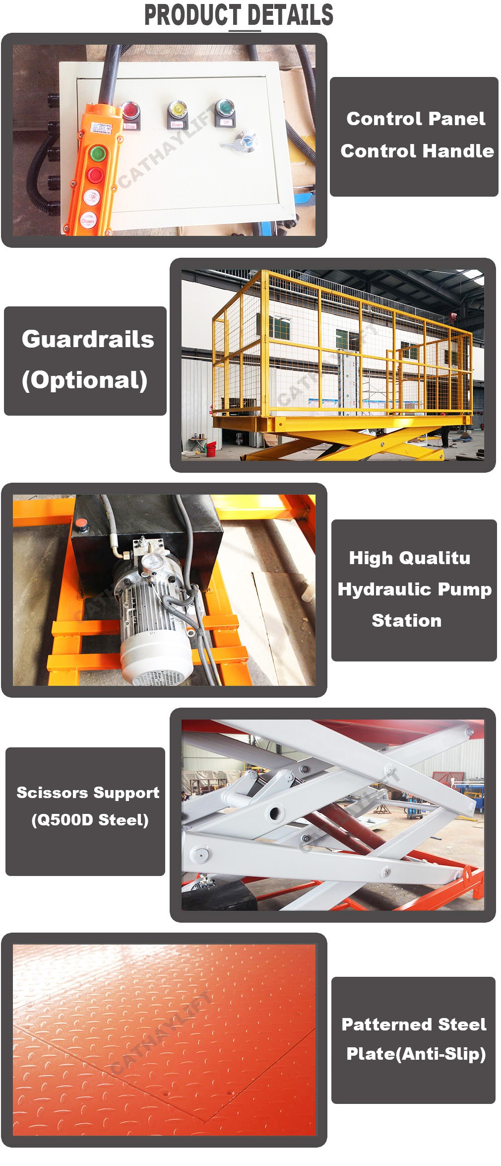 industrial hydraulic electric lift table-details